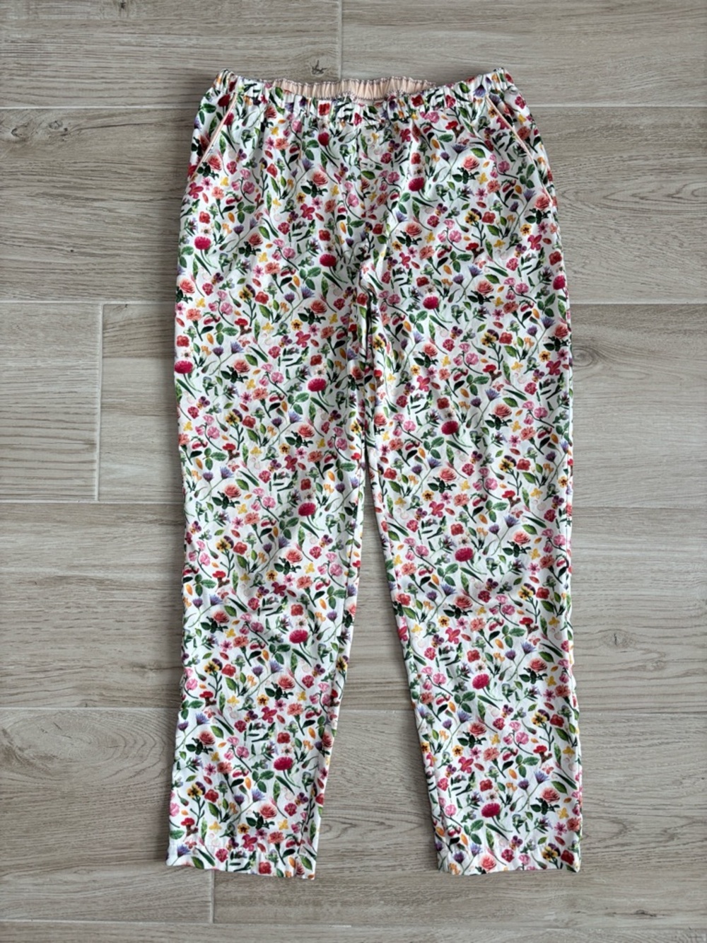 Anthro E by Eloise Sweet Dreams Floral Silky Satin PJ Pajama Lounge Pants Small